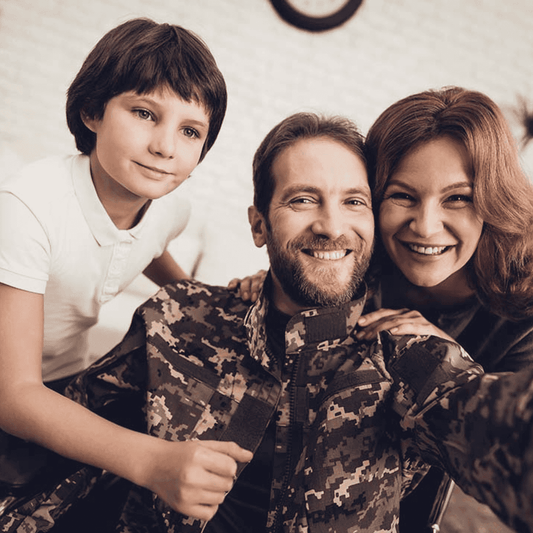 Veteran with family members